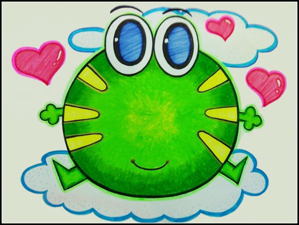 可爱的小青蛙儿童彩笔画作品