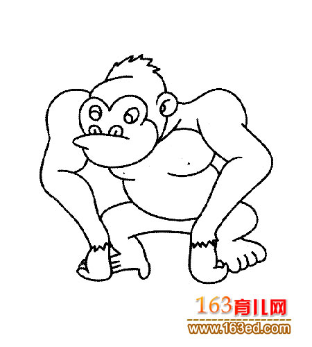 猴子简笔画:行走的猿人-简笔画网