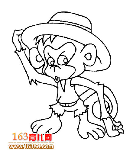 简笔画:戴帽子的小猴子-简笔画网
