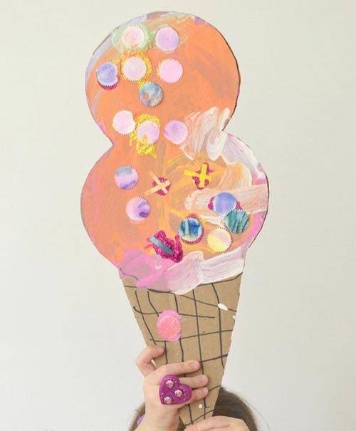 废弃物品手工:瓦楞纸制作的超级冰激凌-儿童手