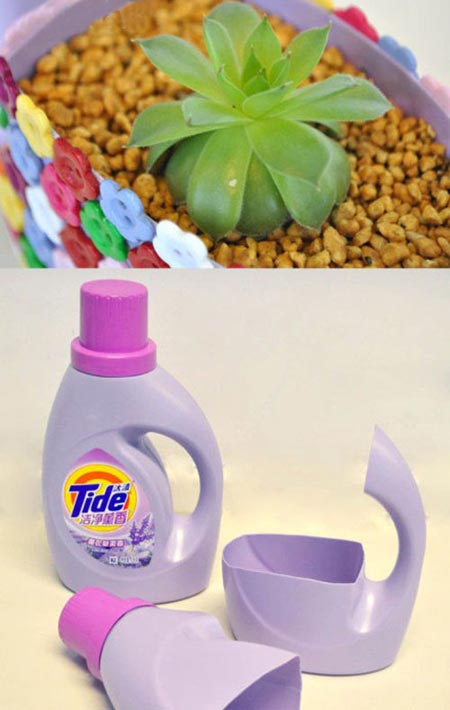 儿童手工教学:废弃洗衣液瓶制作漂亮的花盆